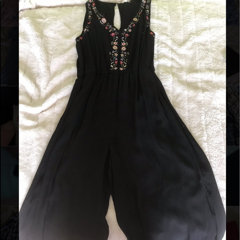 Black jumper with floral stitching